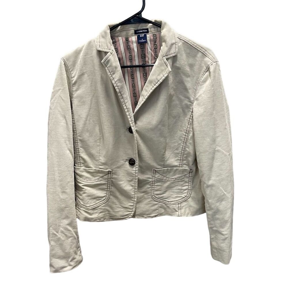 GAP Women's Tan Corduroy Blazer Jacket Size 8 Button-Up Casual Excellent Cond.